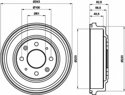 HELLA PAGID 8dt355300231 -  Тормозной барабан